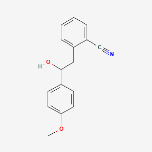 molecular formula C16H15NO2 B14547671 2-[2-Hydroxy-2-(4-methoxyphenyl)ethyl]benzonitrile CAS No. 62100-08-7