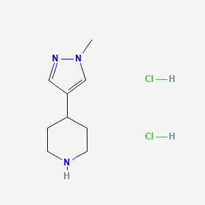 molecular formula C9H17Cl2N3 B1454781 4-(1-Methyl-1H-pyrazol-4-yl)piperidine dihydrochloride CAS No. 1137950-26-5