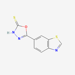 molecular formula C9H5N3OS2 B1454796 5-(Benzothiazol-6-yl)-1,3,4-oxadiazole-2-thiol CAS No. 1005205-17-3