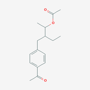 molecular formula C16H22O3 B14548061 3-[(4-Acetylphenyl)methyl]pentan-2-yl acetate CAS No. 61780-86-7