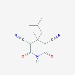 molecular formula C12H15N3O2 B14548070 4-Methyl-4-(2-methylpropyl)-2,6-dioxopiperidine-3,5-dicarbonitrile CAS No. 61871-02-1