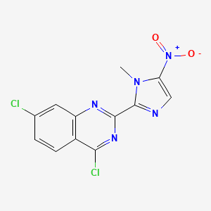 molecular formula C12H7Cl2N5O2 B14548122 4,7-Dichloro-2-(1-methyl-5-nitro-1H-imidazol-2-yl)quinazoline CAS No. 61717-34-8