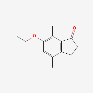 molecular formula C13H16O2 B14548162 6-Ethoxy-4,7-dimethyl-2,3-dihydro-1H-inden-1-one CAS No. 61808-29-5