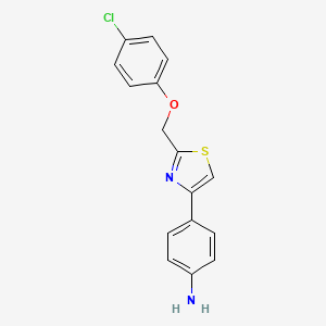 molecular formula C16H13ClN2OS B14548321 4-{2-[(4-Chlorophenoxy)methyl]-1,3-thiazol-4-yl}aniline CAS No. 62178-19-2