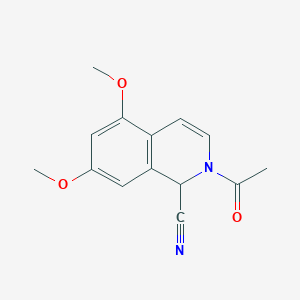 molecular formula C14H14N2O3 B14548427 1-Isoquinolinecarbonitrile, 2-acetyl-1,2-dihydro-5,7-dimethoxy- CAS No. 62172-59-2