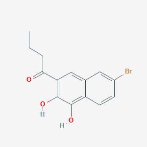 molecular formula C14H13BrO3 B14548464 1-Butanone, 1-(7-bromo-3,4-dihydroxy-2-naphthalenyl)- CAS No. 61983-30-0