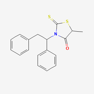 molecular formula C18H17NOS2 B14548560 3-(1,2-Diphenylethyl)-5-methyl-2-sulfanylidene-1,3-thiazolidin-4-one CAS No. 62298-94-6