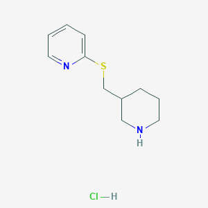 molecular formula C11H17ClN2S B1454873 2-(Piperidin-3-ylmethylsulfanyl)-pyridine hydrochloride CAS No. 745066-47-1
