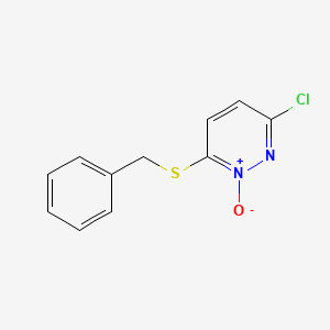 molecular formula C11H9ClN2OS B14548796 Pyridazine, 3-chloro-6-[(phenylmethyl)thio]-, 1-oxide CAS No. 61821-96-3