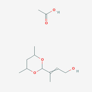 molecular formula C12H22O5 B14548991 Acetic acid;3-(4,6-dimethyl-1,3-dioxan-2-yl)but-2-en-1-ol CAS No. 62285-82-9