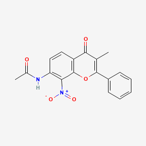 N-(3-Methyl-8-nitro-4-oxo-2-phenyl-4H-1-benzopyran-7-yl)acetamide