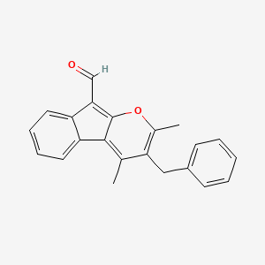 Indeno[2,1-b]pyran-9-carboxaldehyde, 2,4-dimethyl-3-(phenylmethyl)-