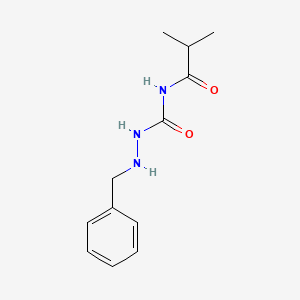 molecular formula C12H17N3O2 B14550699 Hydrazinecarboxamide, N-(2-methyl-1-oxopropyl)-2-(phenylmethyl)- CAS No. 62123-38-0