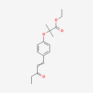 molecular formula C17H22O4 B14550751 Ethyl 2-methyl-2-[4-(3-oxopent-1-en-1-yl)phenoxy]propanoate CAS No. 62187-21-7