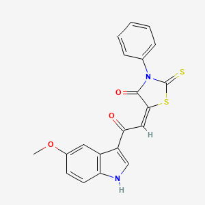 molecular formula C20H14N2O3S2 B1455086 5-[2-(5-Methoxy-1H-indol-3-yl)-2-oxo-ethylidene]-3-phenyl-2-thioxo-thiazolidin-4-one CAS No. 1380572-30-4