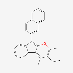 molecular formula C26H22O B14551024 Indeno[2,1-b]pyran, 3-ethyl-2,4-dimethyl-9-(2-naphthalenyl)- CAS No. 62225-19-8