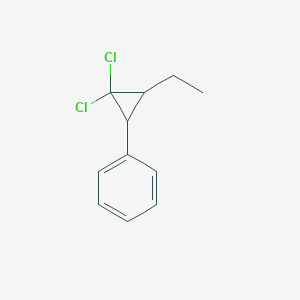 molecular formula C11H12Cl2 B14551226 Cyclopropane, 1,1-dichloro-2-ethyl-3-phenyl CAS No. 61693-44-5