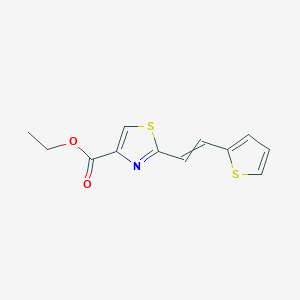 molecular formula C12H11NO2S2 B14551270 Ethyl 2-[2-(thiophen-2-yl)ethenyl]-1,3-thiazole-4-carboxylate CAS No. 61785-97-5