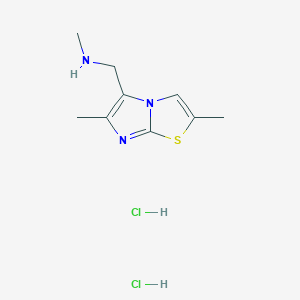 molecular formula C9H15Cl2N3S B1455168 ({2,6-二甲基咪唑并[2,1-b][1,3]噻唑-5-基}甲基)(甲基)胺二盐酸盐 CAS No. 1177362-23-0