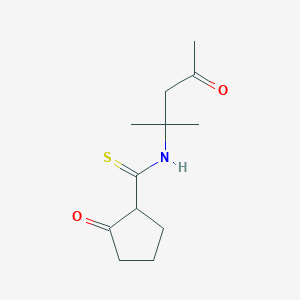 molecular formula C12H19NO2S B14551783 Cyclopentanecarbothioamide, N-(1,1-dimethyl-3-oxobutyl)-2-oxo- CAS No. 62242-25-5