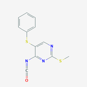 Pyrimidine, 4-isocyanato-2-(methylthio)-5-(phenylthio)-