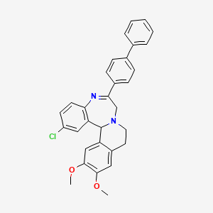 molecular formula C31H27ClN2O2 B14552344 Isoquino(2,1-d)(1,4)benzodiazepine, 7,9,10,14b-tetrahydro-6-(4-biphenylyl)-2-chloro-12,13-dimethoxy- CAS No. 62206-01-3