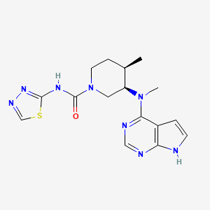 molecular formula C16H20N8OS B1455241 (3R,4R)-4-甲基-3-[甲基(7H-吡咯并[2,3-d]嘧啶-4-基)氨基]-N-(1,3,4-噻二唑-2-基)哌啶-1-甲酰胺 CAS No. 1325181-96-1