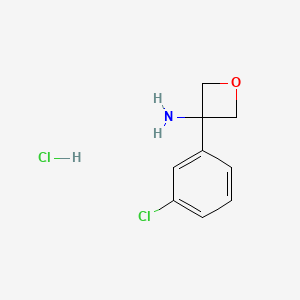 molecular formula C9H11Cl2NO B1455257 3-(3-Chlorophenyl)oxetan-3-amine hydrochloride CAS No. 1332920-60-1