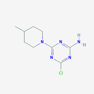 molecular formula C9H14ClN5 B1455263 4-氯-6-(4-甲基-1-哌啶基)-1,3,5-三嗪-2-胺 CAS No. 1220016-74-9