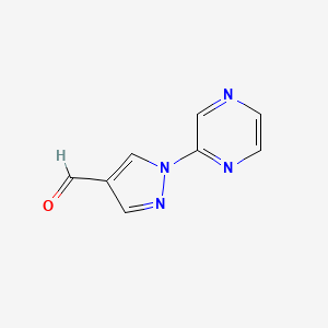 molecular formula C8H6N4O B1455282 1-(吡嗪-2-基)-1H-吡唑-4-甲醛 CAS No. 503176-43-0