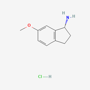 molecular formula C10H14ClNO B1455331 (R)-6-Methoxy-2,3-dihydro-1H-inden-1-amine hydrochloride CAS No. 730980-51-5