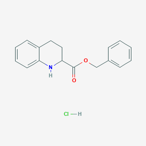molecular formula C17H18ClNO2 B1455333 Benzyl 1,2,3,4-tetrahydroquinoline-2-carboxylate hydrochloride CAS No. 1255098-65-7