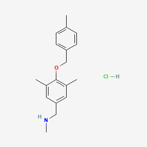 molecular formula C18H24ClNO B1455334 ({3,5-Dimethyl-4-[(4-methylphenyl)methoxy]phenyl}methyl)(methyl)amine hydrochloride CAS No. 1311318-32-7