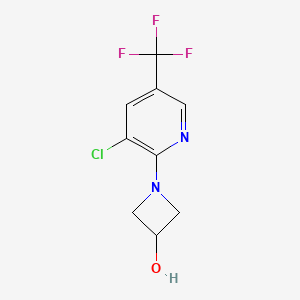 molecular formula C9H8ClF3N2O B1455340 1-[3-Chloro-5-(trifluoromethyl)pyridin-2-yl]azetidin-3-ol CAS No. 1311798-09-0