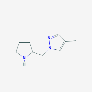 molecular formula C9H15N3 B1455376 4-methyl-1-(pyrrolidin-2-ylmethyl)-1H-pyrazole CAS No. 1247146-12-8