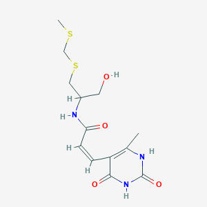 (Z)-N-[1-hydroxy-3-(methylsulfanylmethylsulfanyl)propan-2-yl]-3-(6-methyl-2,4-dioxo-1H-pyrimidin-5-yl)prop-2-enamide