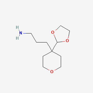 molecular formula C11H21NO3 B1455412 3-[4-(1,3-二氧戊环-2-基)氧杂环-4-基]丙胺 CAS No. 1354951-55-5
