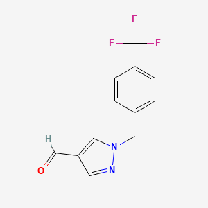 molecular formula C12H9F3N2O B1455464 1-{[4-(三氟甲基)苯基]甲基}-1H-吡唑-4-甲醛 CAS No. 1275308-13-8