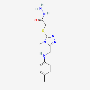 molecular formula C13H18N6OS B1455555 2-[(4-methyl-5-{[(4-methylphenyl)amino]methyl}-4H-1,2,4-triazol-3-yl)thio]acetohydrazide CAS No. 1306738-35-1