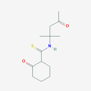 molecular formula C13H21NO2S B14555850 Cyclohexanecarbothioamide, N-(1,1-dimethyl-3-oxobutyl)-2-oxo- CAS No. 62242-24-4