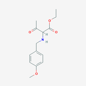 molecular formula C14H19NO4 B14555892 Ethyl 2-{[(4-methoxyphenyl)methyl]amino}-3-oxobutanoate CAS No. 61838-85-5