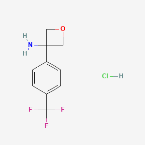 molecular formula C10H11ClF3NO B1455621 3-[4-(三氟甲基)苯基]氧杂环-3-胺盐酸盐 CAS No. 1349718-44-0