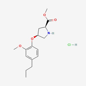 molecular formula C16H24ClNO4 B1455638 Methyl (2S,4S)-4-(2-methoxy-4-propylphenoxy)-2-pyrrolidinecarboxylate hydrochloride CAS No. 1354484-64-2
