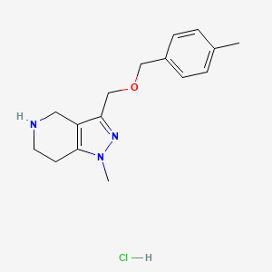 molecular formula C16H22ClN3O B1455646 1-methyl-3-{[(4-methylbenzyl)oxy]methyl}-4,5,6,7-tetrahydro-1H-pyrazolo[4,3-c]pyridine hydrochloride CAS No. 1332529-18-6