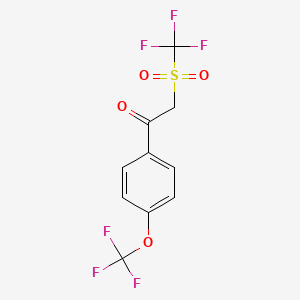 molecular formula C10H6F6O4S B1455665 2-(三氟甲烷)磺酰基-1-[4-(三氟甲氧基)苯基]乙烷-1-酮 CAS No. 1346521-24-1