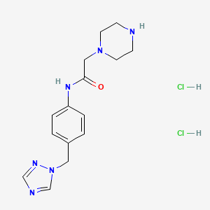 molecular formula C15H22Cl2N6O B1455666 2-piperazin-1-yl-N-[4-(1H-1,2,4-triazol-1-ylmethyl)phenyl]acetamide dihydrochloride CAS No. 1332528-47-8