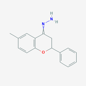 (6-Methyl-2-phenyl-2,3-dihydro-4H-1-benzopyran-4-ylidene)hydrazine