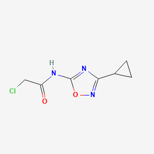 molecular formula C7H8ClN3O2 B1455730 2-chloro-N-(3-cyclopropyl-1,2,4-oxadiazol-5-yl)acetamide CAS No. 1354957-99-5