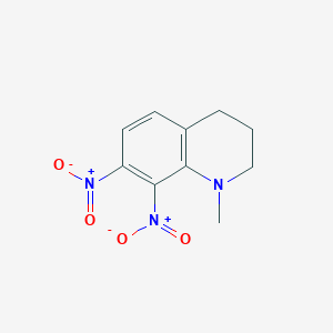 molecular formula C10H11N3O4 B14557429 Quinoline, 1,2,3,4-tetrahydro-1-methyl-7,8-dinitro- CAS No. 61862-88-2