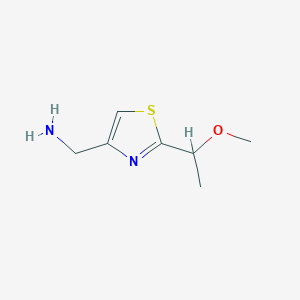 molecular formula C7H12N2OS B1455776 [2-(1-甲氧基乙基)-1,3-噻唑-4-基]甲胺 CAS No. 1376269-88-3